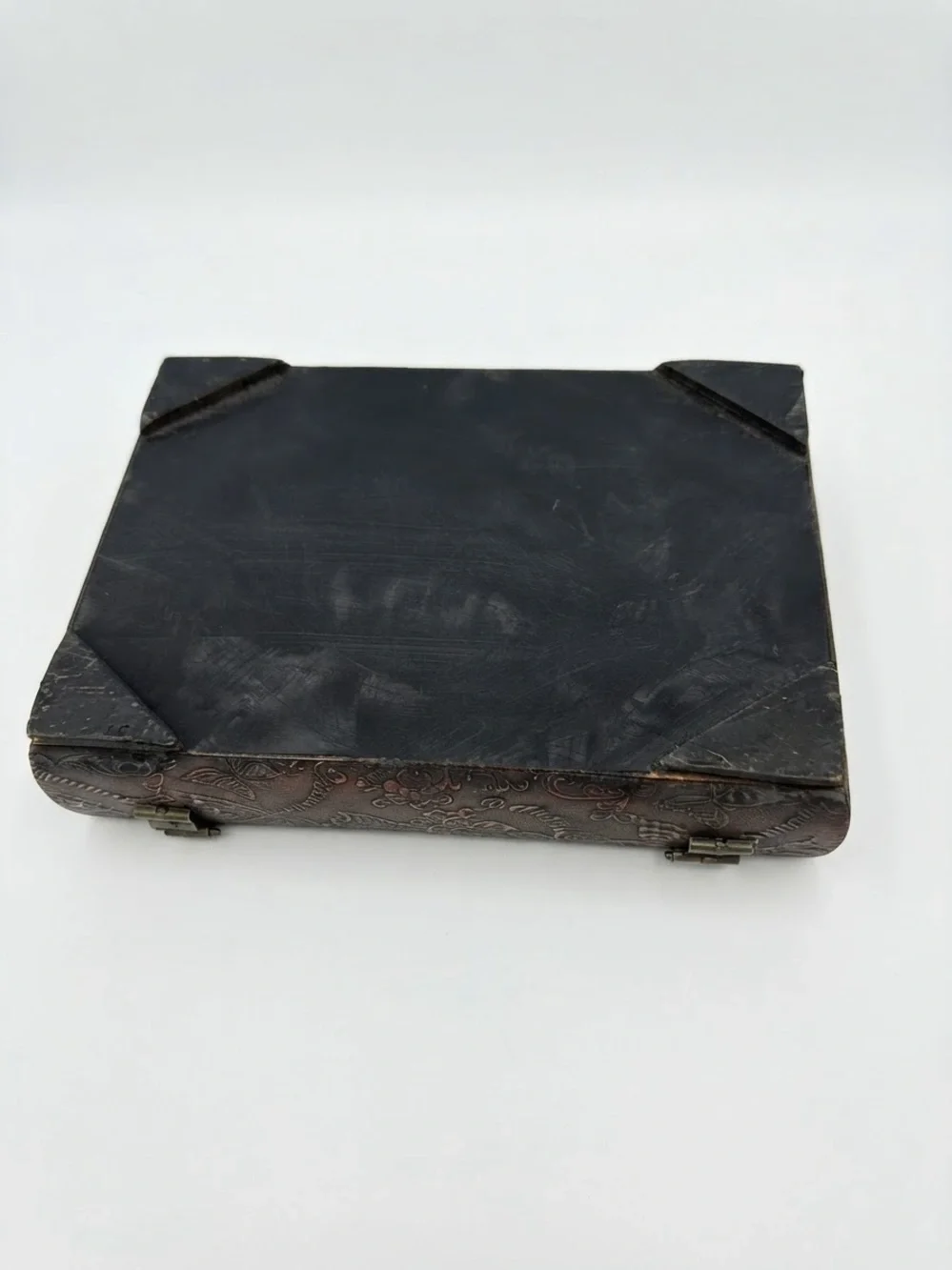 Vintage Embossed butterfly Jewelry Storage Box - Brown